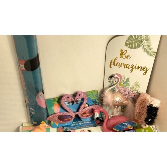 Flamingo Lovers Stocking ready Made lot Pink Glasses Socks Banner Sign Treasures - Picture 11 of 11